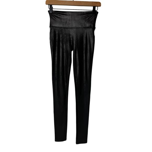 SPANX Pants - SPANXS Faux Leather Leggings Black High Rise Shaping Pants Women's Small